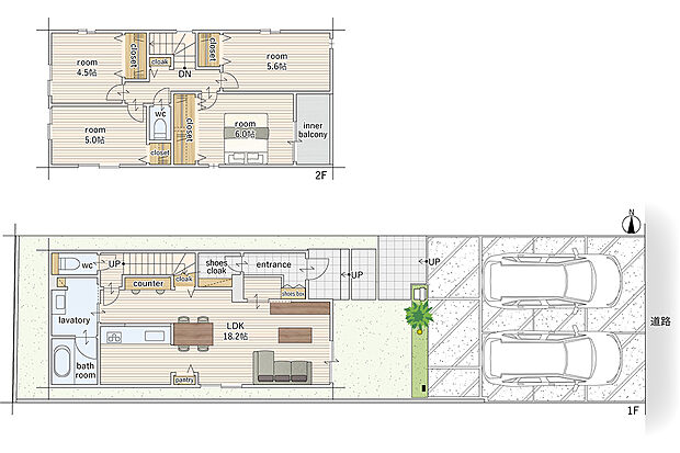 【4LDK】建物面積にはインナーバルコニー部分3.72m2を含む