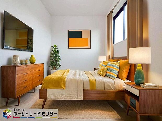 南向きの主寝室は採光も明るく風通し共に良好です。ダブルベッドのサイズのベッドを配置しても十分な広さを確保できる寝室です♪※こちらはCGなどで画像生成したイメージ画像となります。