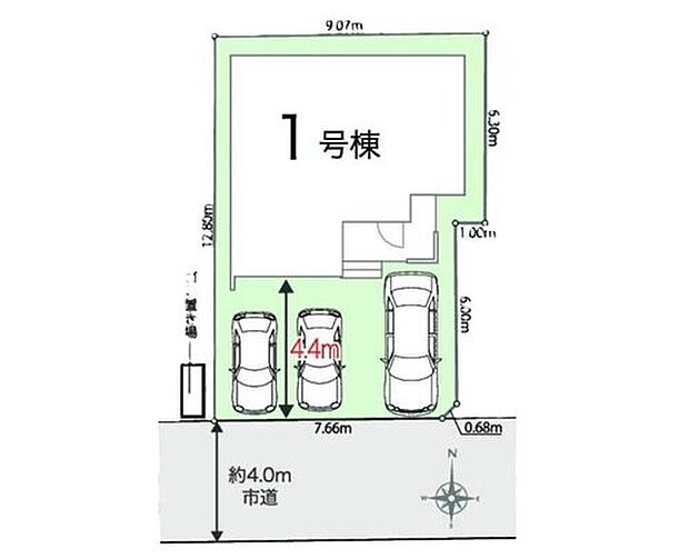 ≪全体区画図≫
◎駐車スペース3台可能♪（車種による）
◎WIC・SIC完備♪豊富な収納スペース♪
◎長く安心して暮らせる住まい♪長期優良認定住宅♪
