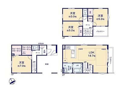 開放感あふれる広々18.7帖のLDK♪
リビング階段なのでコミュニケーションがとれる家族想いの間取り☆
WICを2つ完備しており、季節物や趣味の物もスッキリ片付きます♪ 