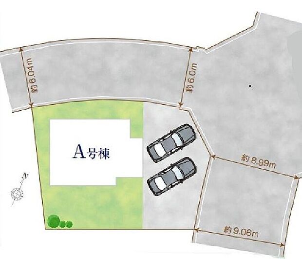 【全体区画図】◎周辺には大きな公園が多くあり、お子様をたくさん遊ばせてあげられる住環境♪
◎カースペース並列で2台可能!