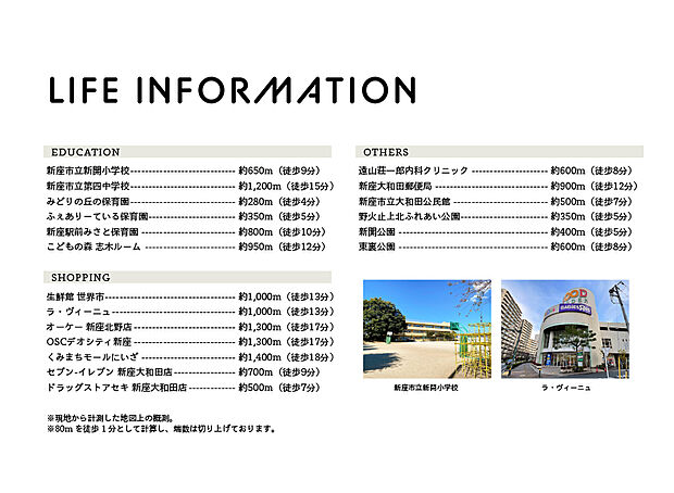 【Life Information】
周辺に公園が充実しており、子育てにオススメの環境です