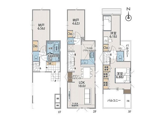 【2LDK+2S】1号棟  