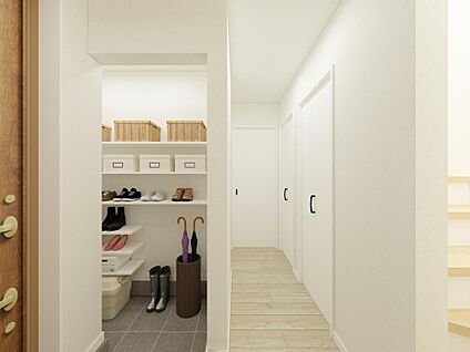 土間収納付き玄関 ※A棟完成予想パース