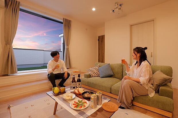 【3階スイートルーム※施工例】屋上庭園と繋がる「第2のリビング」。自分たちらしく、リラックス&リフレッシュできる空間です。