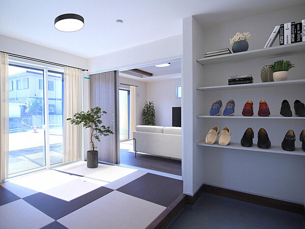 【2号棟】マルチエントランス※　家具等をCGで加工しています。家具付販売ではございません。