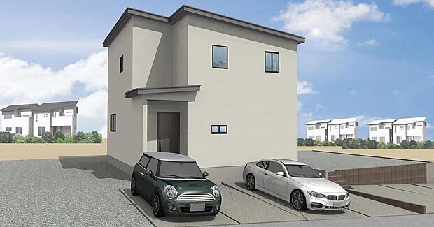 【完成予想図(外観)】B棟 完成予想パース
○高耐震・省エネ性能を備えた安心設計で、家族が長く快適に暮らせる住まいです。