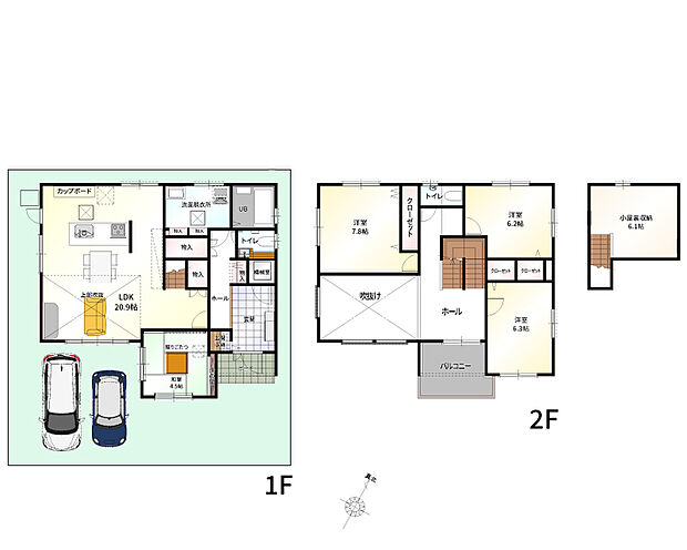 【4LDK＋小屋裏収納（固定階段付）】ZEH＋
W断熱
蓄電池7.4kW搭載
全館空調DESICA HOME AIR搭載