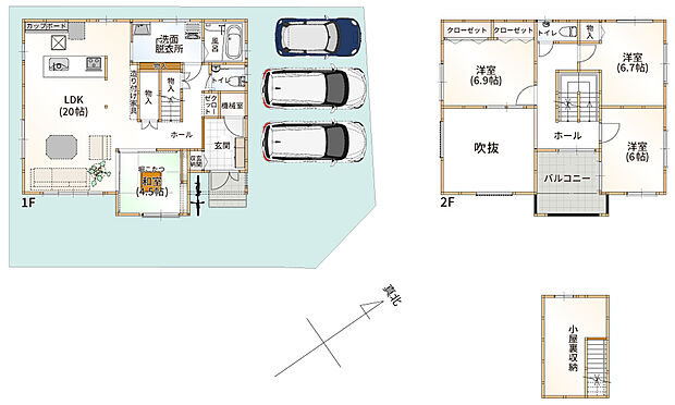 【4LDK+小屋裏収納(固定階段付き)】W断熱/蓄電池7.4kW搭載/全館空調DESICA HOME AIR搭載