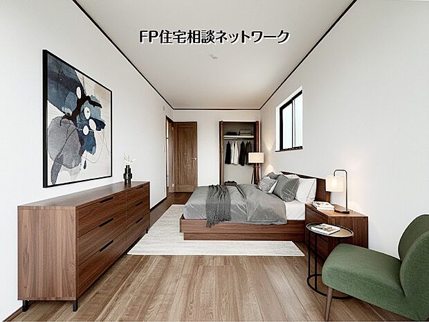 【洋室│9帖】 本画像はAIがCGで家具を作成しており、実際の現地に家具は設置されておりません。また、販売価格に家具等は含まれておりません。