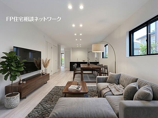 ■リビング■本画像はAIがCGで家具作成しており、実際の現地に家具は設置されておりません。また、販売価格に家具、小物等は含まれておりません。