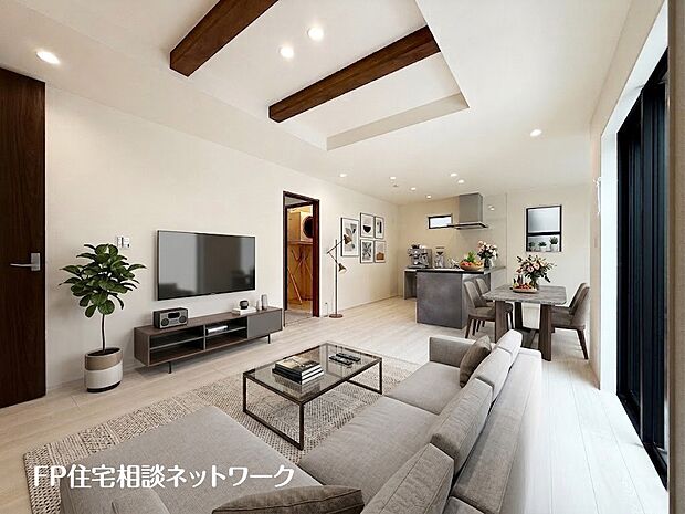 ■リビング■本画像はAIがCGで家具作成しており、実際の現地に家具は設置されておりません。また、販売価格に家具、小物等は含まれておりません。
