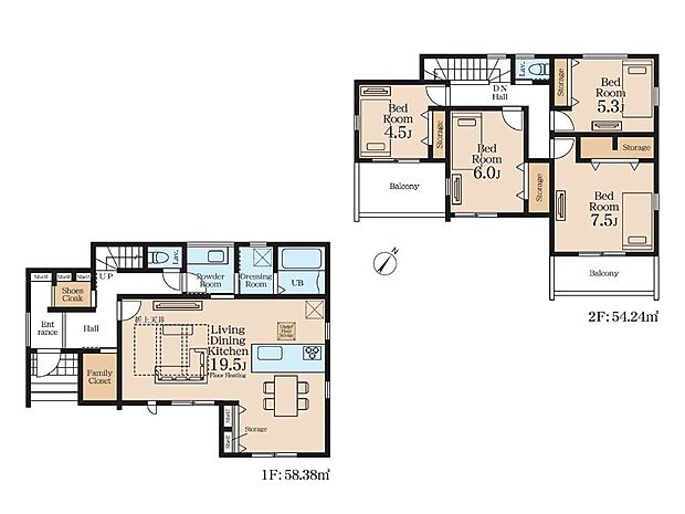 間取り 4LDK、土地面積165.9m2、建物面積112.62m2