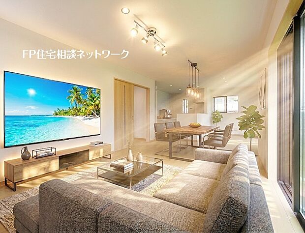 【LDK│18.7帖】 本画像はAIがCGで家具を作成しており、実際の現地に家具は設あ置されておりません。また、販売価格に家具等は含まれておりません。