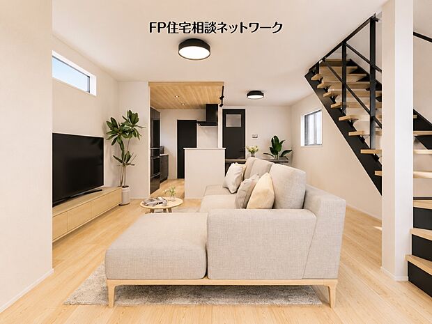 【内観】【内観イメージパース】フローリング素材、窓の配置、壁面タイル、カラーバランス、どれをとってもワンランク上の仕上がり。
