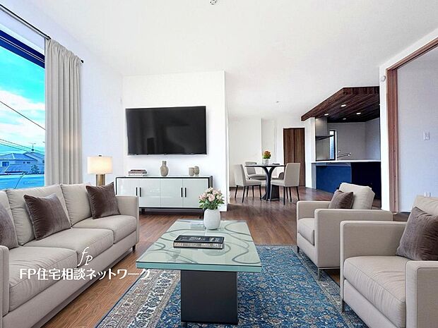 ■リビング■本画像はAIがCGで家具作成しており、実際の現地に家具は設置されておりません。また、販売価格に家具等は含まれておりません。