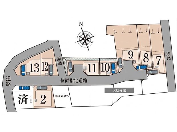 全体区画図:大通りから一本入った住宅地に大型分譲地が誕生!