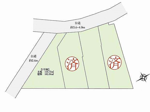 土地面積125m2超、建物面積102m2超のゆとりある住まい。開放感のある角地ならではの立地が魅力。ゆとりと快適性を兼ね備えた住環境で、理想の新生活を実現します。
