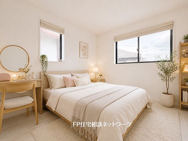 【洋室】本画像の家具、ベッド等はCGイメージで販売価格にも含まれず付帯しません。ブラインド設置工事は有償です。