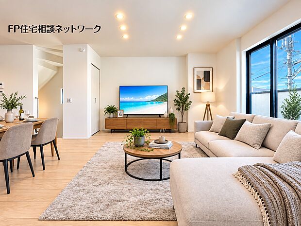 【リビング】本画像の家具、家電等はCGの配置イメージです。販売価格に家具、家電等は含まれず、付帯しません。