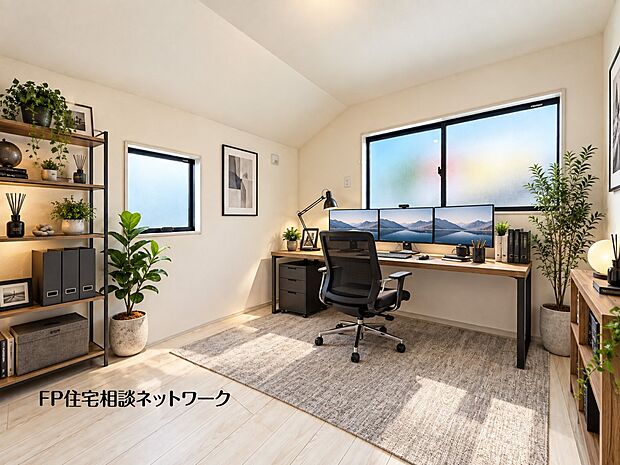 【洋室】本画像の家具、家電、PC、植栽、照明等はCGの配置イメージです。販売価格にこれらは含まれません。