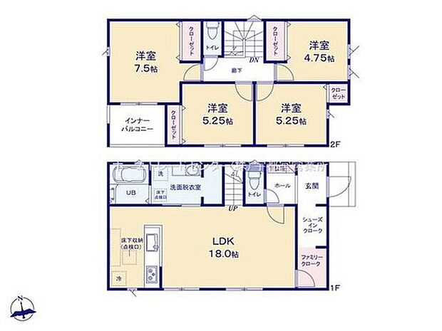 【4LDK】ご家族が集うLDKは広々18帖!
シューズクローク完備!