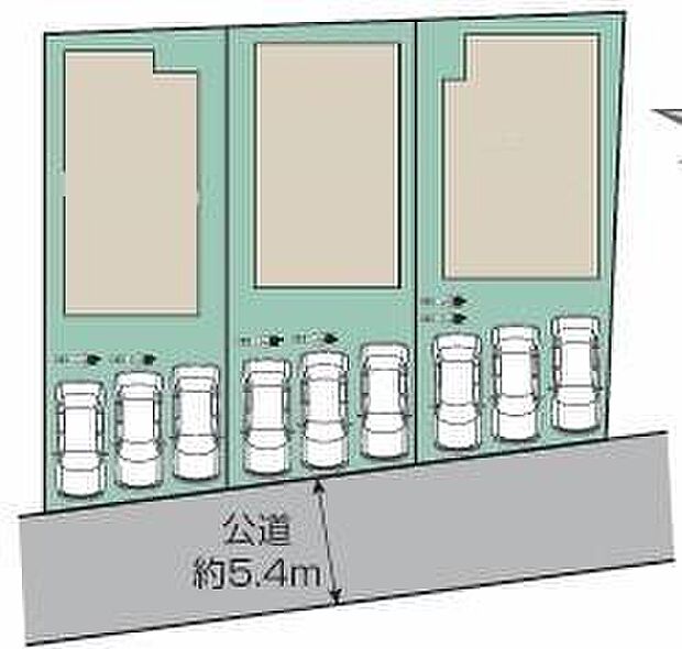 【全体区画図】カースペースは2~3台分ご用意しております