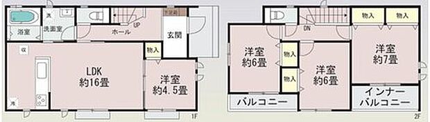 【4LDK】ご家族が集うLDKは広々16帖!
全居室南向きで陽当たり良好♪