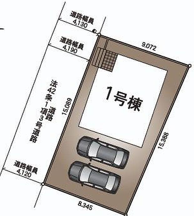 【全体区画図】カースペースは2~3台分ご用意しております