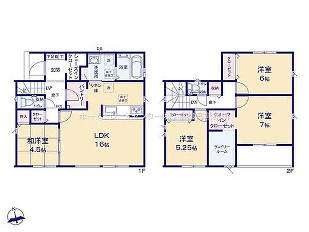 【4LDK】ご家族が集うLDKは広々16帖!
ウォークインクローゼット、パントリー完備♪