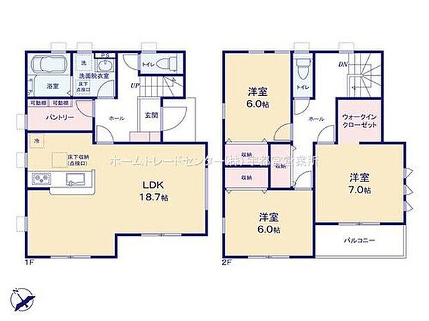 【3LDK】ご家族が集うLDKは広々18.7帖!
パントリー、ウォークインクローゼット完備♪