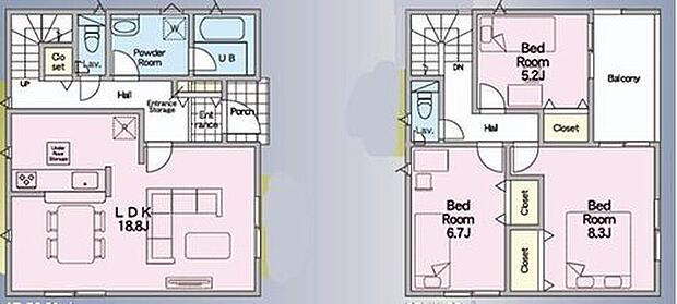 【3LDK】ご家族が集うLDKは広々18.8帖!
雨でも安心のルーフバルコニー♪