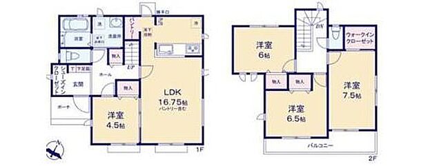 【4LDK】ご家族が集うLDKは広々16.75帖!
ウォークインクローゼット、パントリー、シューズクローク完備♪