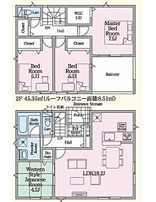 ご家族が集うLDKは広々18.2帖！
1.5帖のウォークインクローゼット完備♪ 