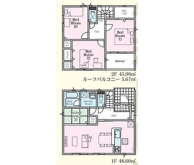 【3LDK】LDKの隣に畳コーナーがあります！
雨の日も安心のルーフバルコニー♪
