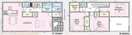 ご家族が集うLDKは広々22帖！
テレワークルーム完備！ 
