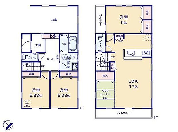 (1号棟)、価格3380万円、3LDK、土地面積100.17m2、建物面積105.16m2