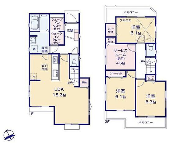 (1号棟)、価格4380万円、3LDK、土地面積114.92m2、建物面積98.13m2