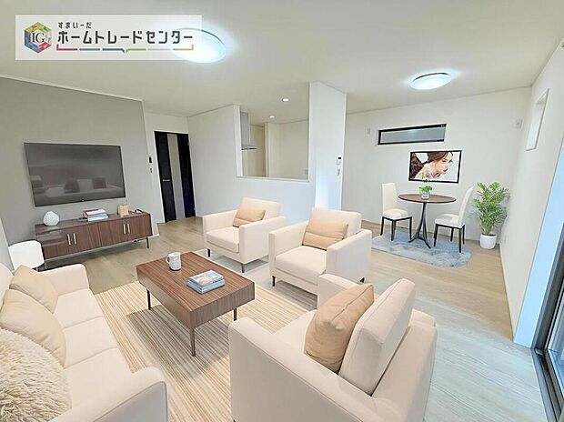 現況の物件写真に、CG による画像処理を行っています。家具、家電、照明器具、小物、カーテン、その他のイメージはCG です。