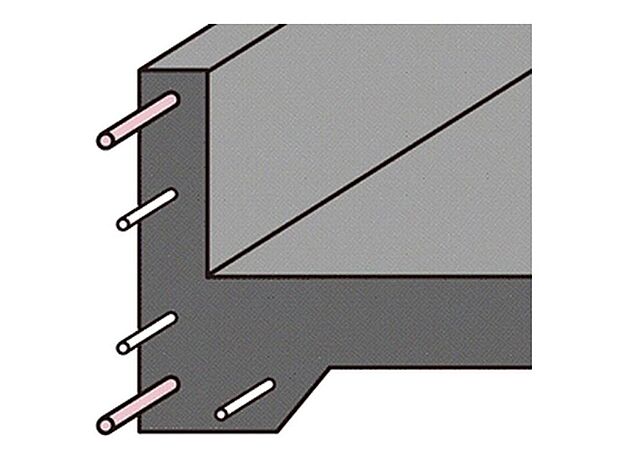 16mm鉄筋を用いてアーネストウイング社によって生産されるユニット鉄筋を使用した基礎は、強度比較試験において建築基準法で定められた配筋による基礎の強度を大きく上回っています。