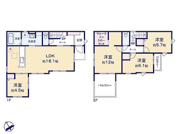(1号棟)、価格4899万円、4LDK、土地面積132.7m2、建物面積104.7m2