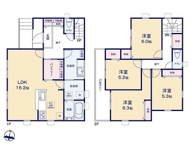 (1号棟)、価格3380万円、4LDK、土地面積134.35m2、建物面積105.58m2