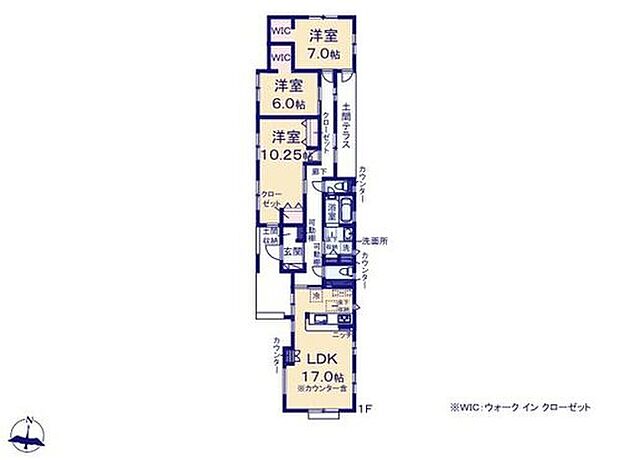 【3LDK】◆敷地面積73坪超!希少な平屋プラン
◆食洗機標準装備の対面キッチン
◆間仕切りを利用して4LDKに変更できます(工事有償)
◆土間収納やWICのある収納豊富な間取り
◆雨の日も安心♪室内物干し付き