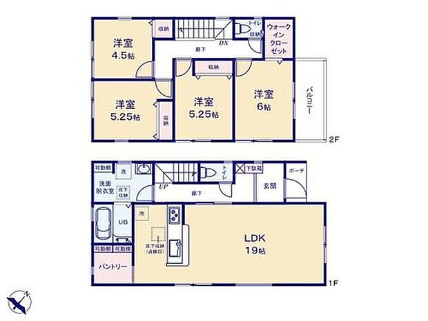 【4LDK】◆ゆとりの４ＬＤＫ♪お部屋すっきり全室収納付き
◆ゆったり広めの洗面脱衣室
◆キッチンに大型パントリー♪食品ストックもたっぷり収納できます