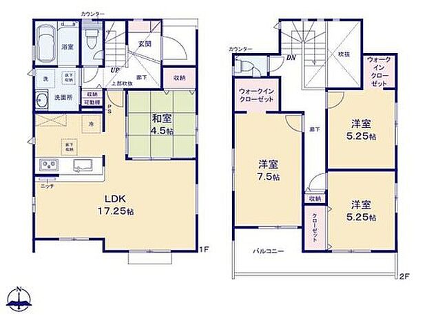 【4LDK】◆食洗機標準装備の対面キッチン◆リビングは高級感のある折上天井
◆リビングに4.5帖の和室が隣接♪開放して21帖超のＬＤＫとして広くお使いいただけます
◆吹抜けのある明るい玄関◆２居室にＷＩＣなど収納豊富
