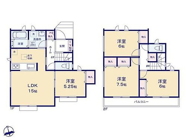 【4LDK】◆リビングが見渡せる対面キッチン
◆動きやすいまとまった水回り設計♪洗面所へは２方向から出入りできます
◆お部屋すっきり全室収納付き
◆明るい南向きのバルコニー
◆24時間換気システムなど設備も充実！