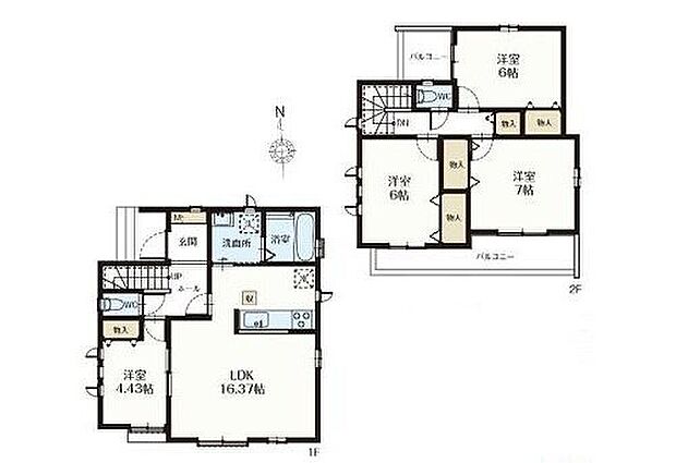 【4LDK】◆リビングが見渡せる対面キッチン◆動きやすいまとまった水回り設計
◆お部屋すっきり全室収納付き◆日当たり・風通し良好!2面バルコニー