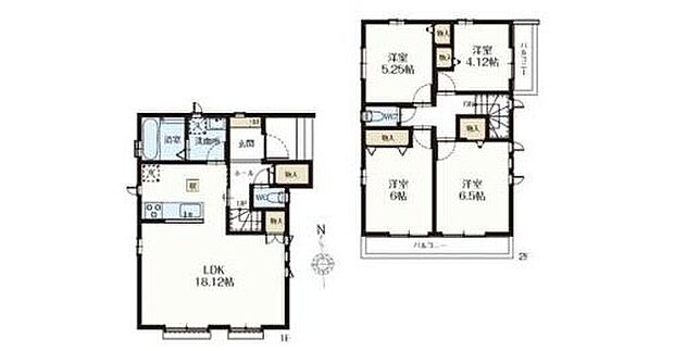 【4LDK】◆広々18帖超のLDK♪◆明るいリビング◆動きやすいまとまった水回り設計
◆全室収納付き◆日当たり・風通しも良好♪2面バルコニー