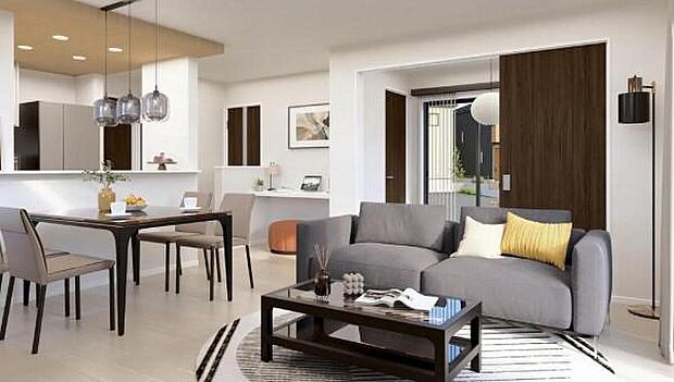 【リビング(完成予想図)】資料請求やご見学は即日対応可能♪陽当りや通風など住みやすさの工夫が満載。資料に載っていない街並みや周辺環境は、ぜひ現地で実際にお確かめください。