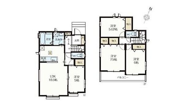 【4LDK】◆リビングが見渡せる対面キッチン
◆動きやすいまとまった水回り設計
◆お部屋すっきり全室収納付き